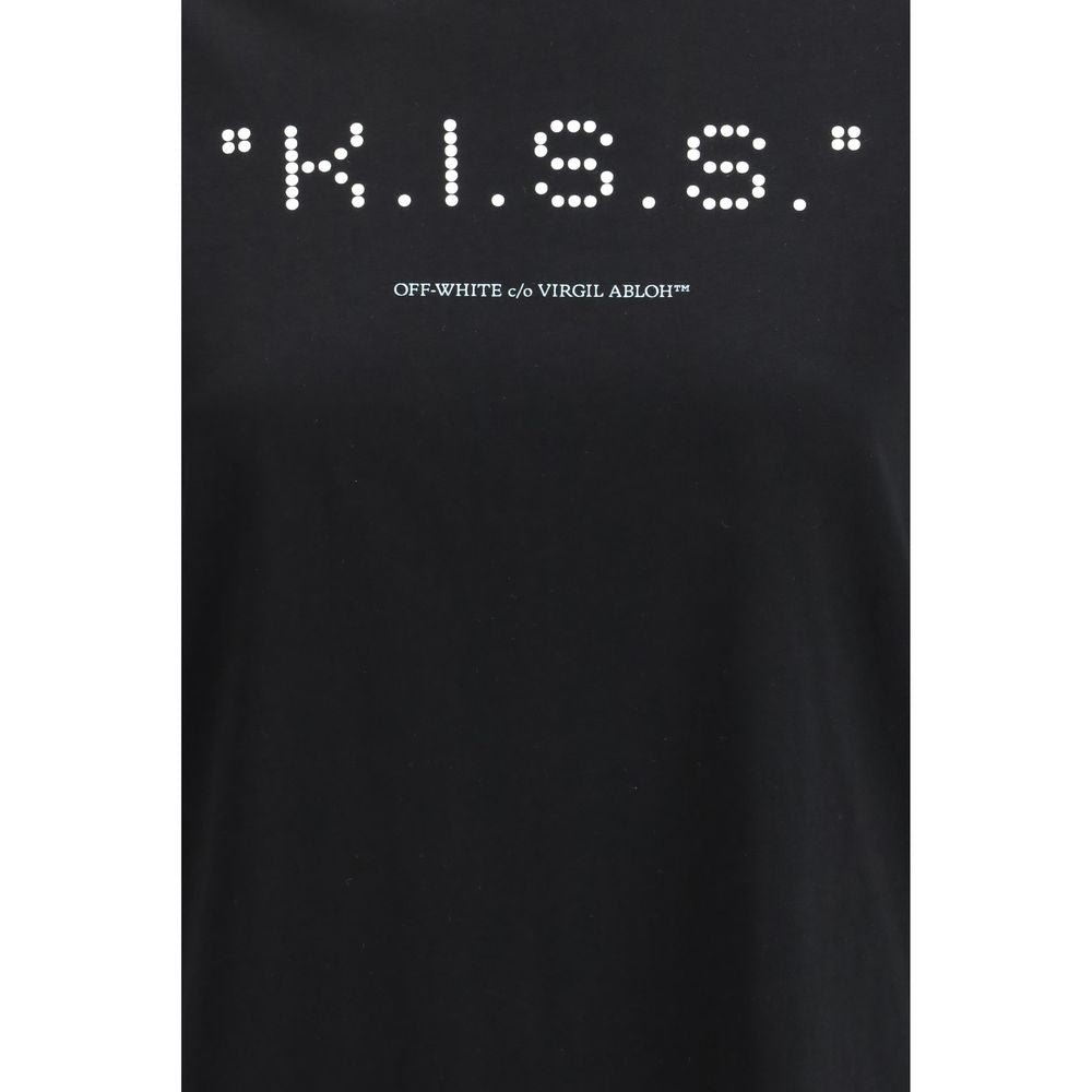 Off-White Black Cotton Sportswear - The Kiss Quote T-shirt