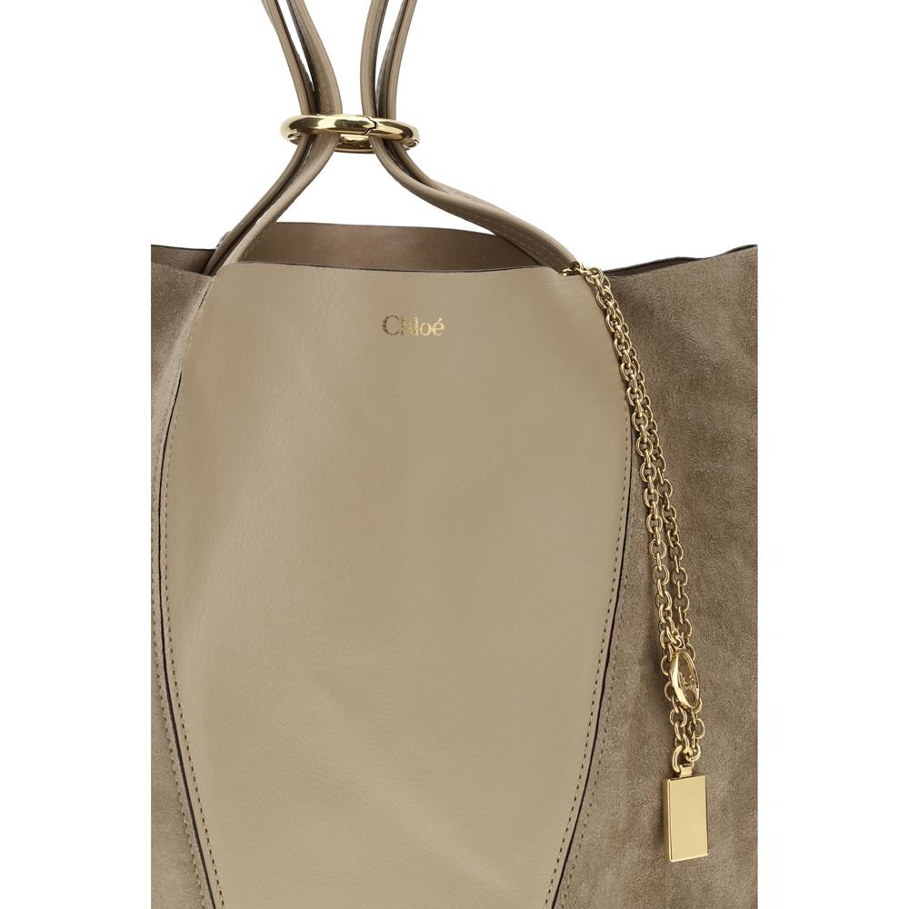 Chloé Beige Suede Leather Spin Shoulder Bag