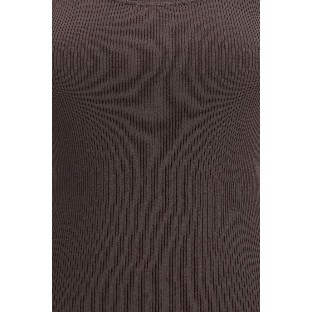 P.A.R.O.S.H. Brown Cotton Ribbed Tank Top