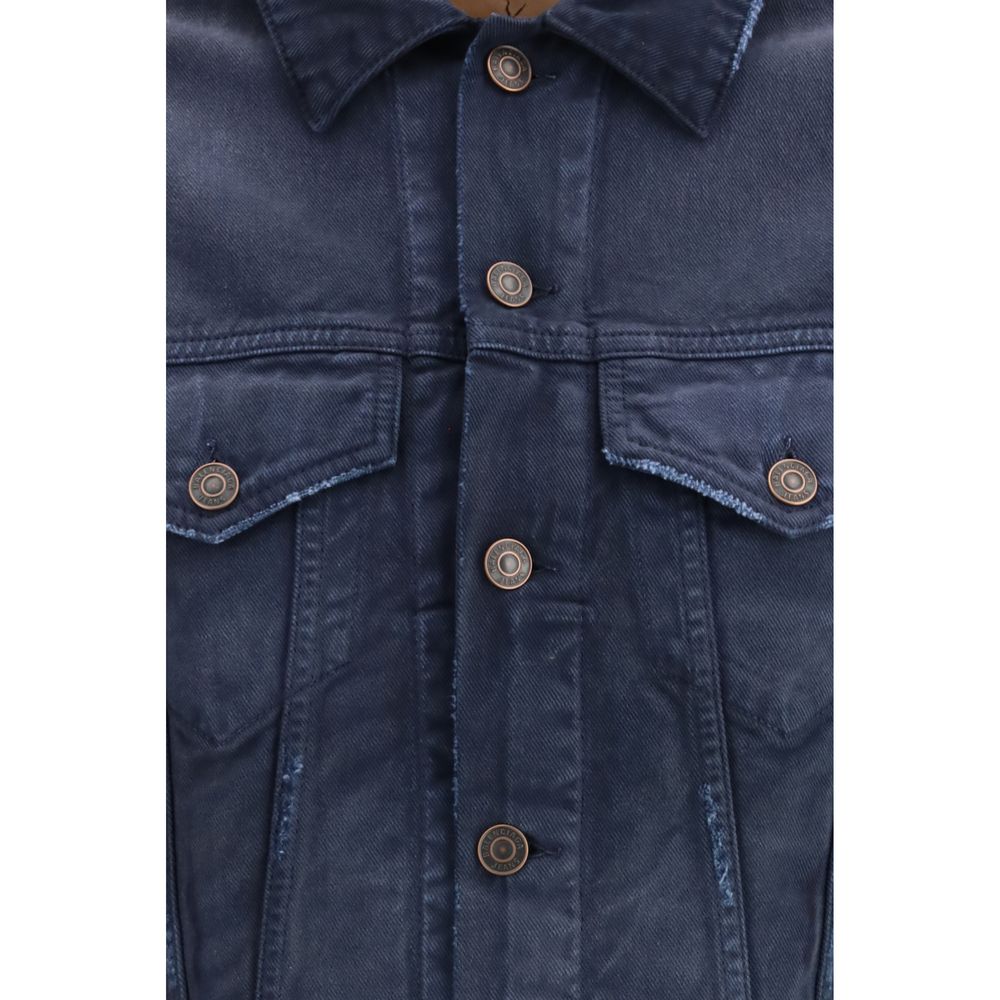 Balenciaga Blue Cotton Denim Jacket - Sculptural Contemporary Trucker Style