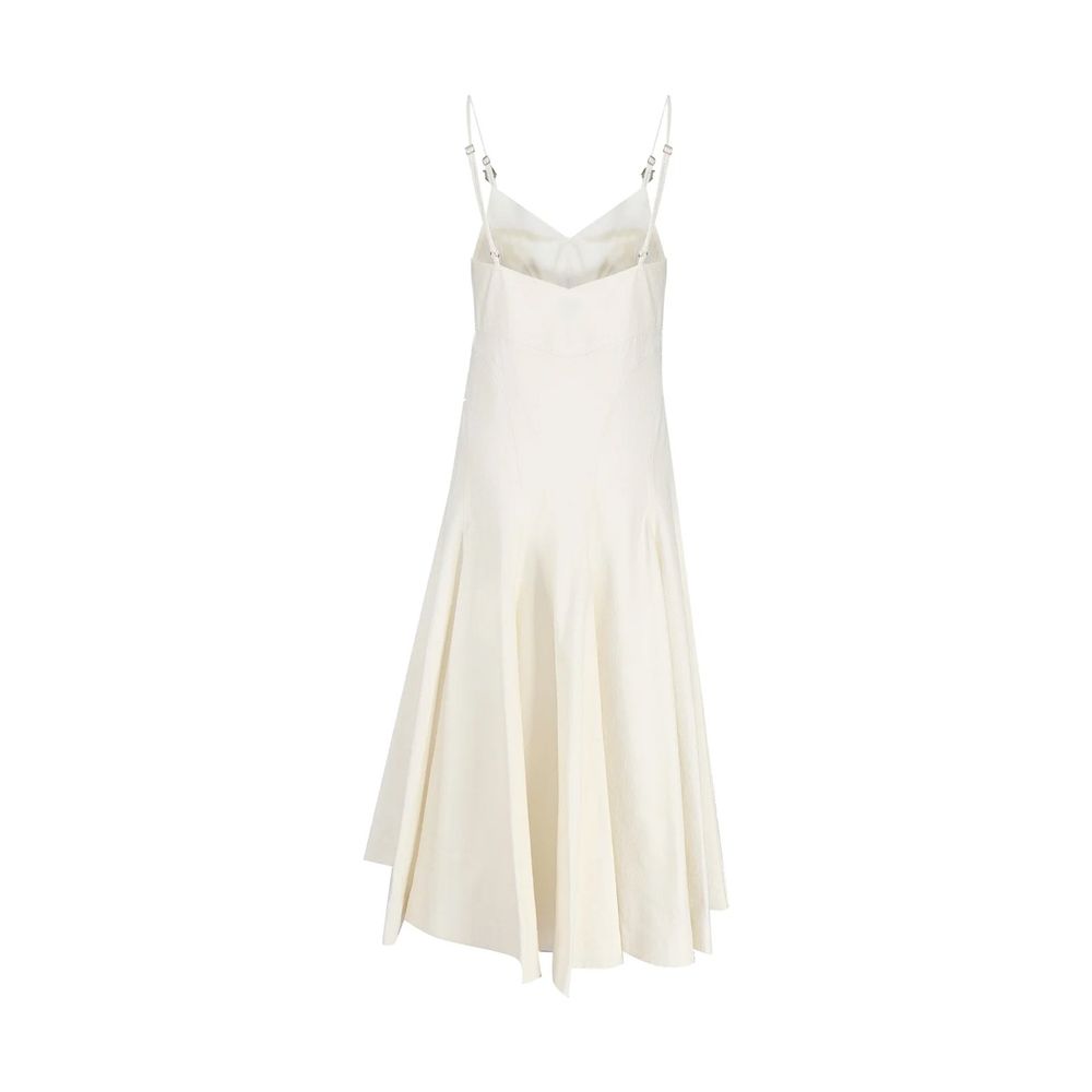 Bottega Veneta Compact Metal Drop Cotton Midi Dress in Chalk