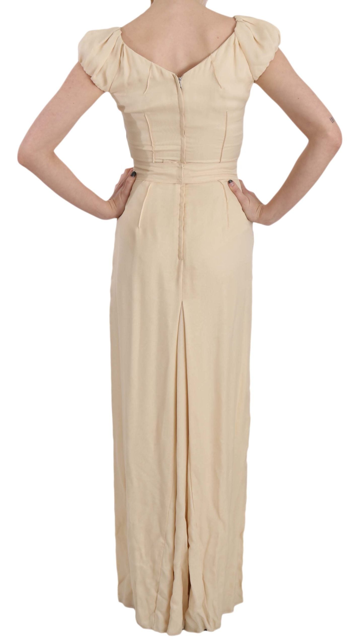 - Silk Column Garterized Sleeve Gown