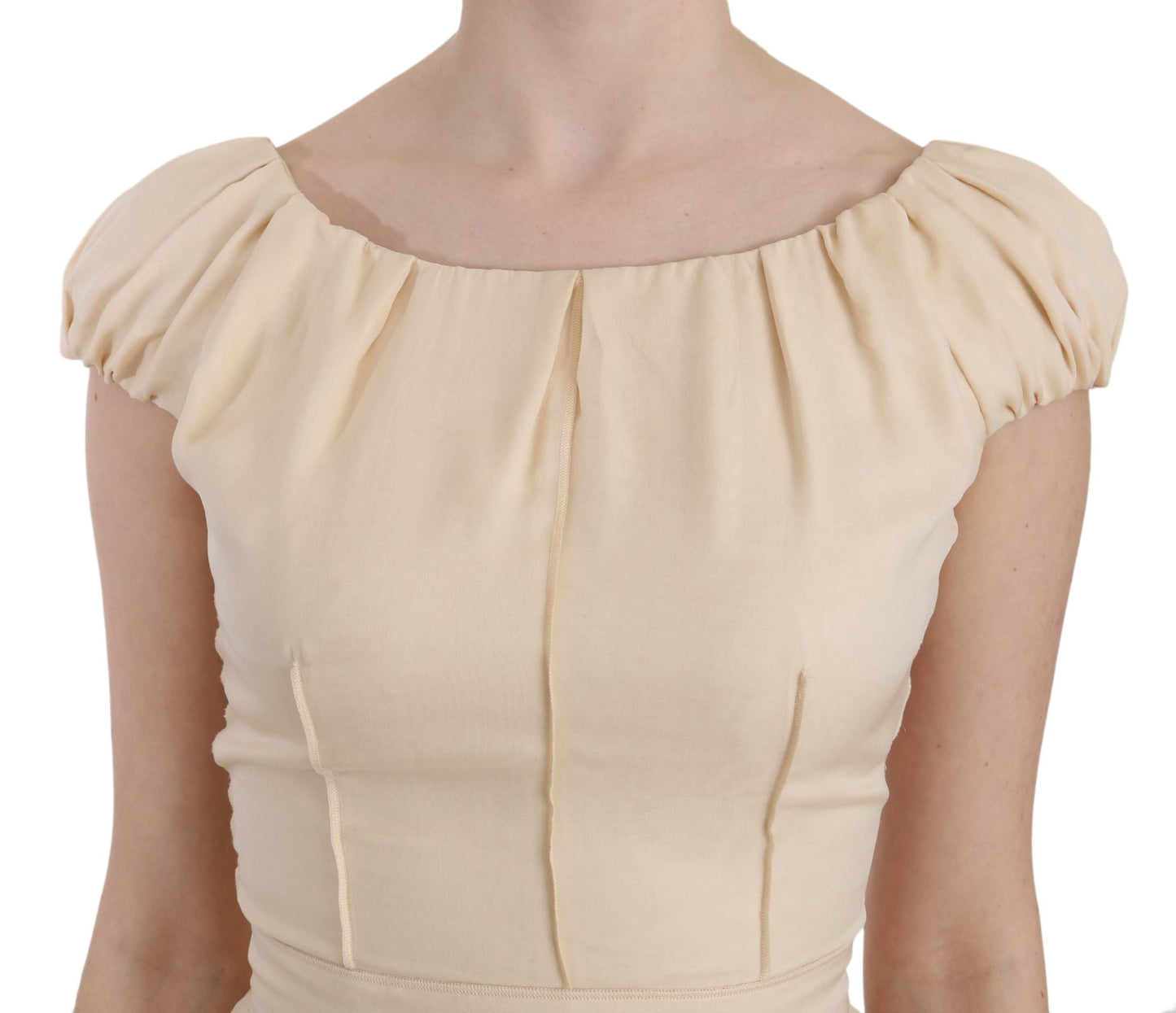 - Silk Column Garterized Sleeve Gown