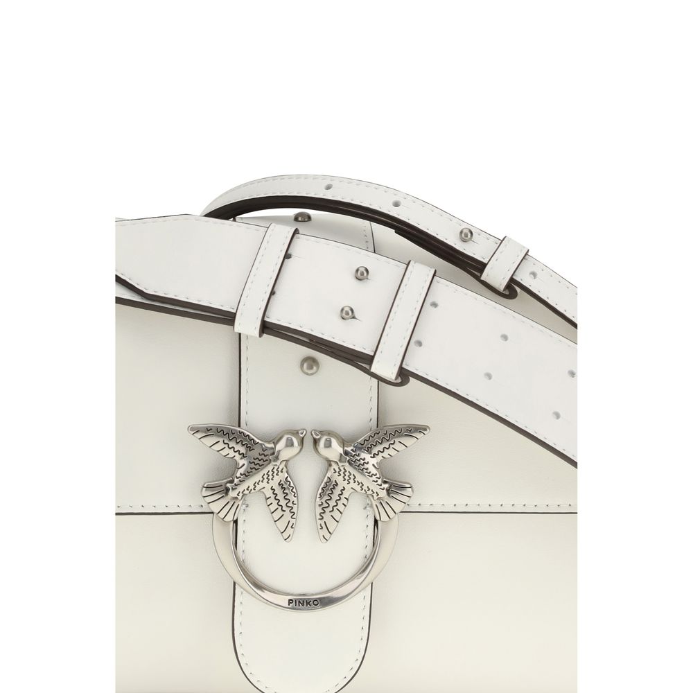 PINKO Love One Shoulder Bag in White Leather