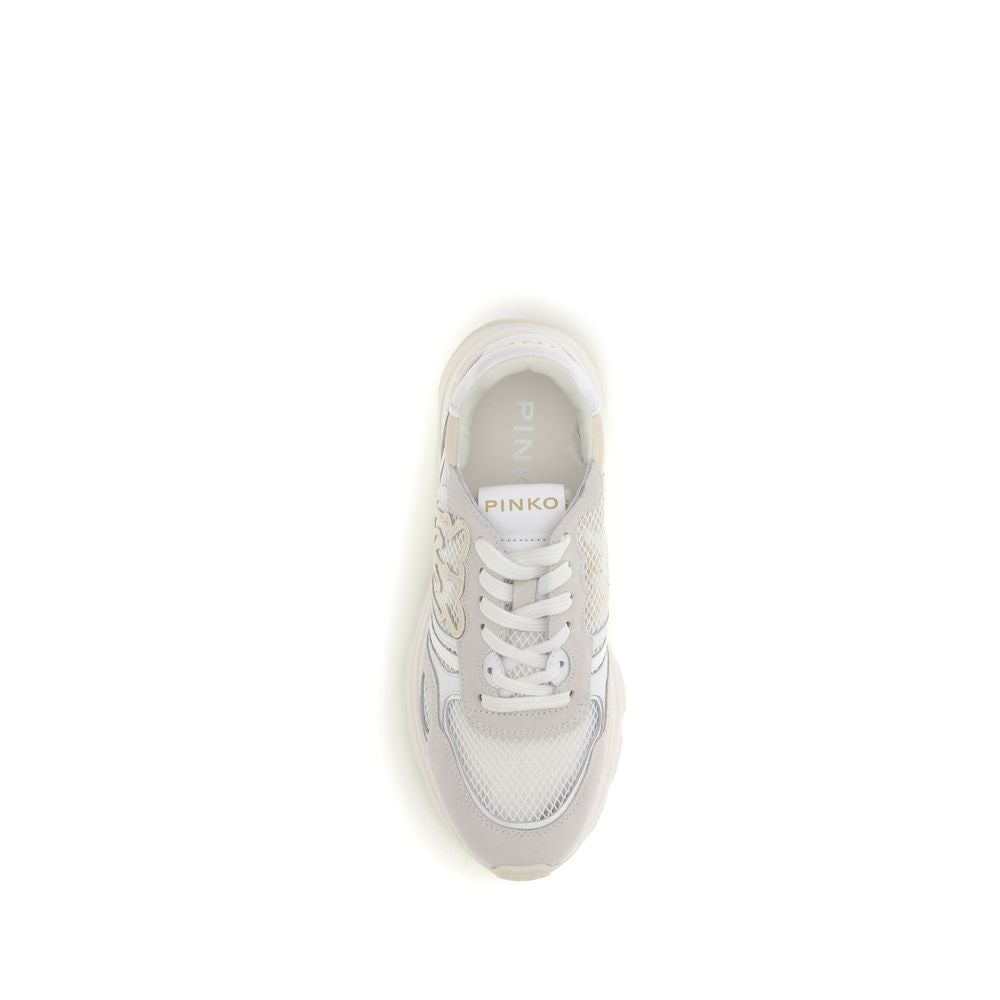 PINKO White Calf Leather Bos Taurus Athletic Sneakers