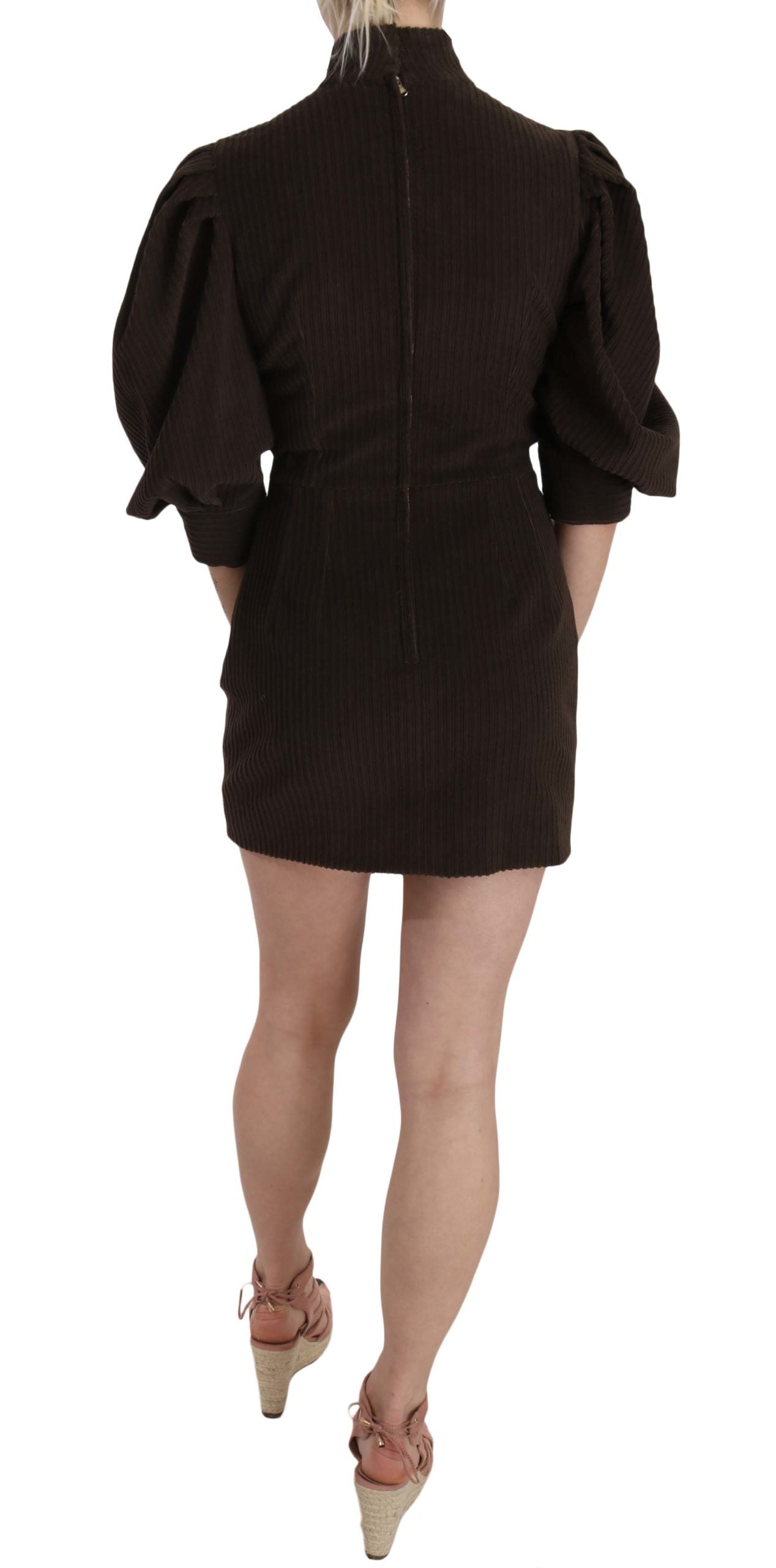 - Chic Brown Corduroy Bodycon Mini Dress