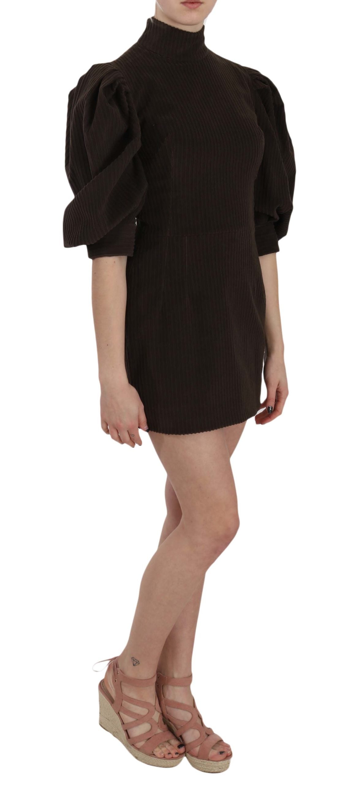 - Chic Brown Corduroy Bodycon Mini Dress