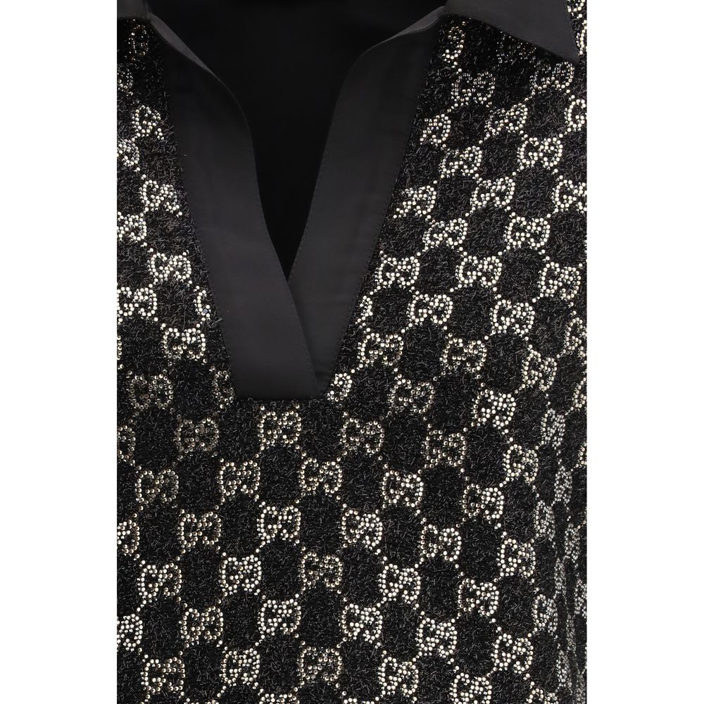 Gucci Black Wool Lamé Tweed Top