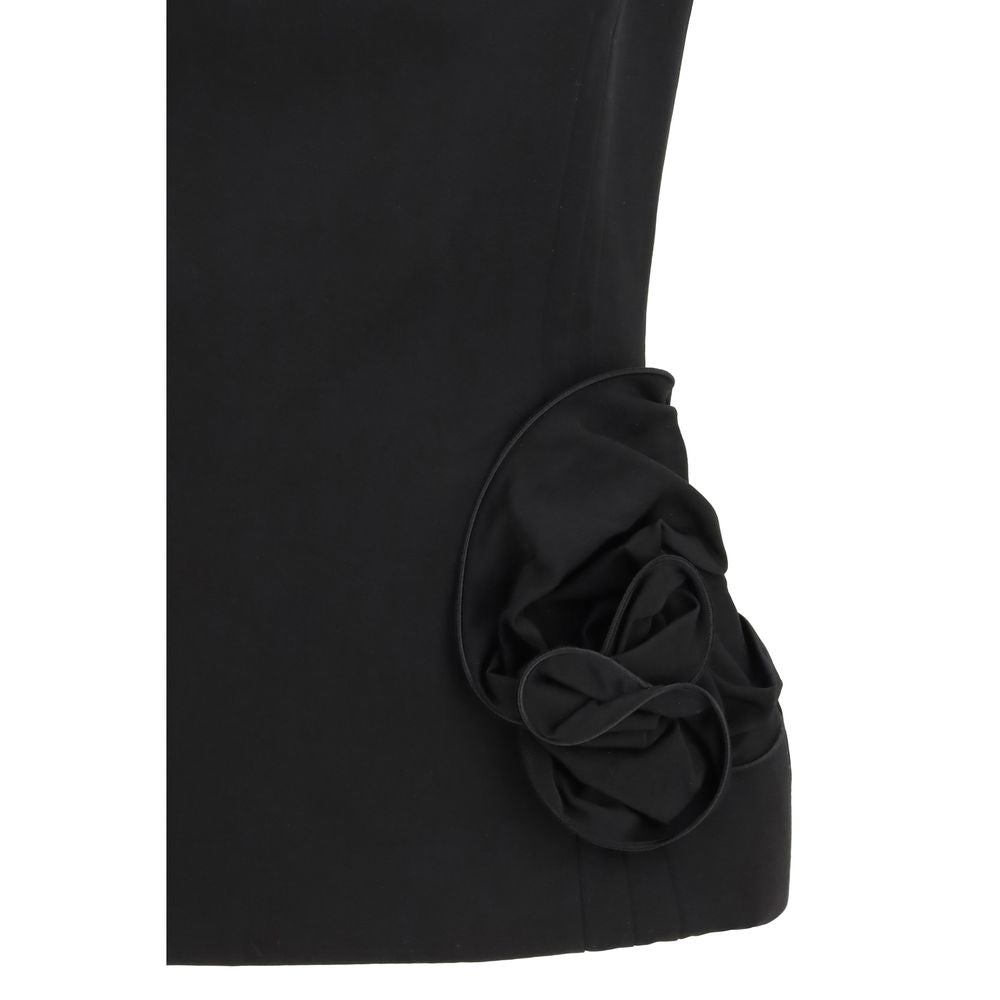 Magda Butrym Black Cotton and Silk Shirt with Floral Appliqués