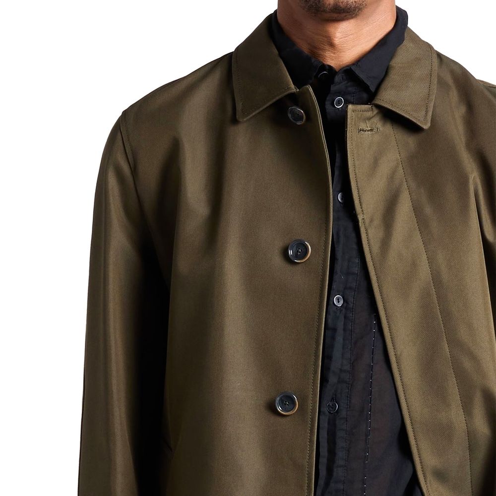 Herno Olive Green Cotton Mac Coat for Men