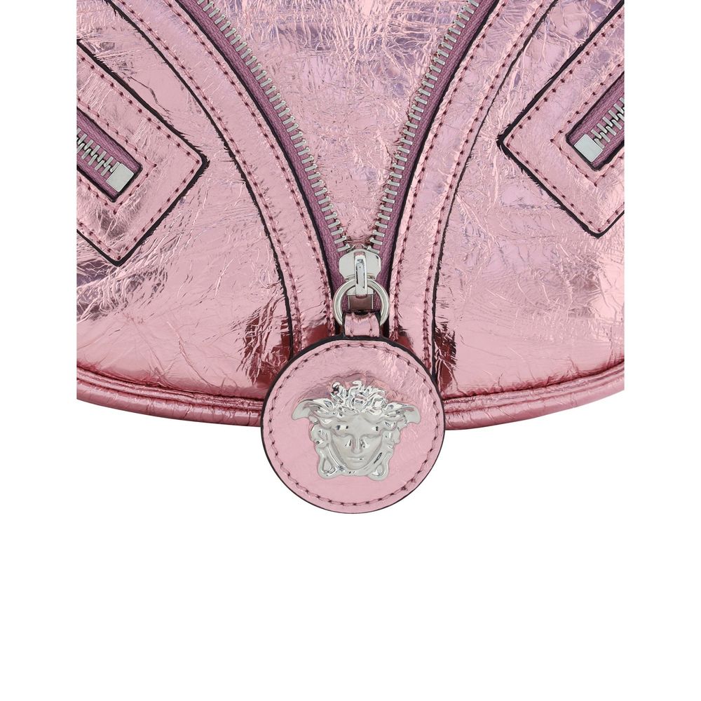 Versace Metallic Pink Leather Small Repeat Hobo Bag