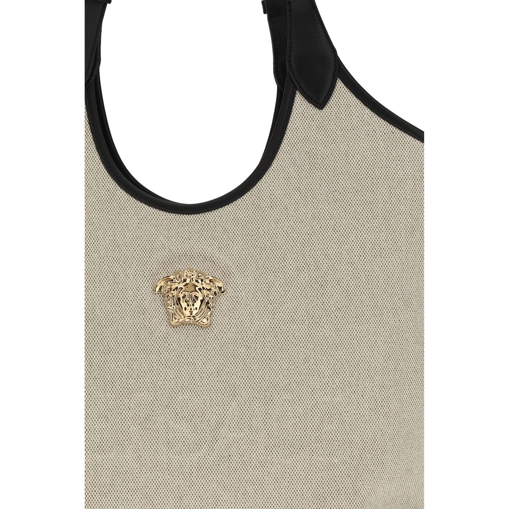 Versace Beige Cotton La Medusa Tote Bag