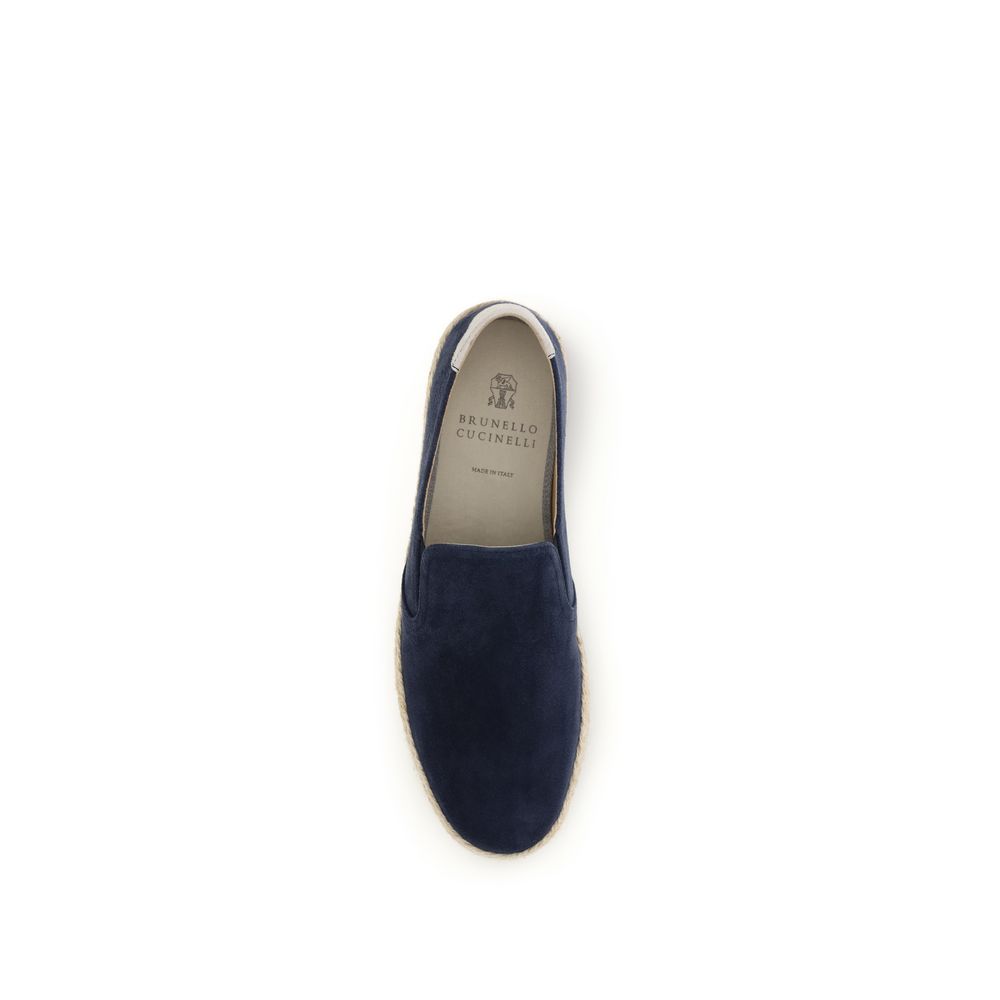 Brunello Cucinelli Blue Calf Leather Bos Taurus Espadrilles