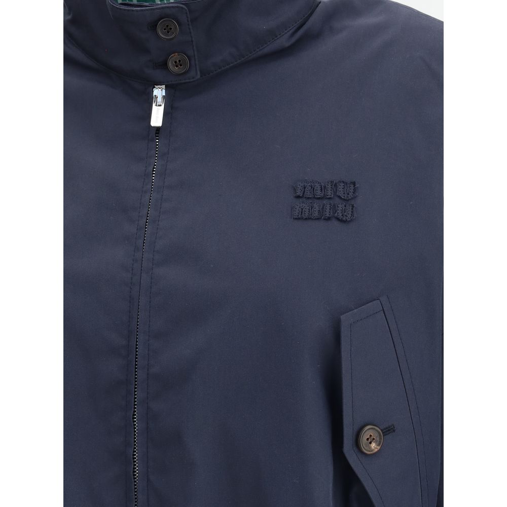 Miu Miu Blue Cotton Bomber Jacket