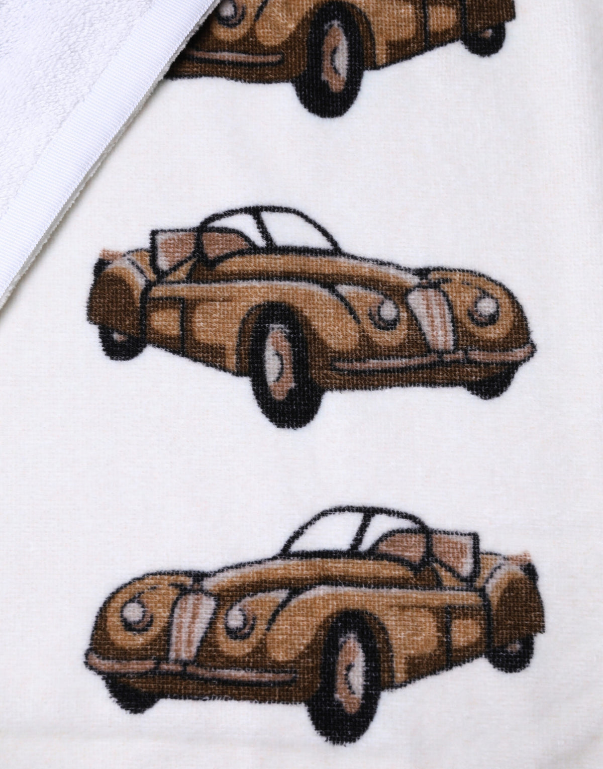 Dolce & Gabbana White Cotton Car Graphic Print Beach Towel