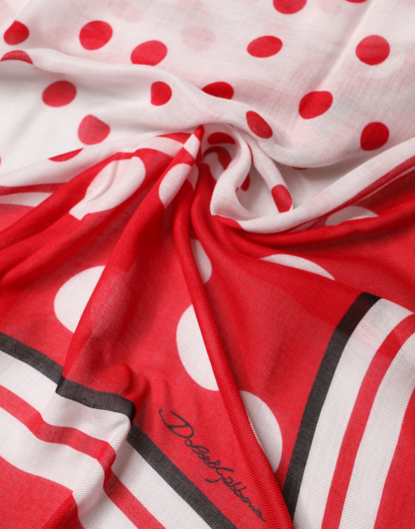 Dolce & Gabbana Red Polka Dot Print Square Stole Scarf