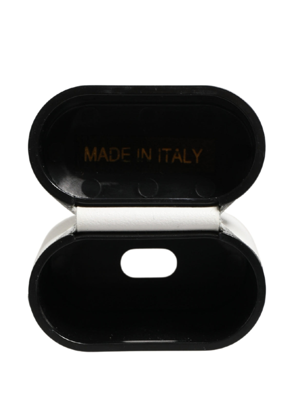 Dolce & Gabbana White Calf Leather Logo Print Flip Holder Airpods Case