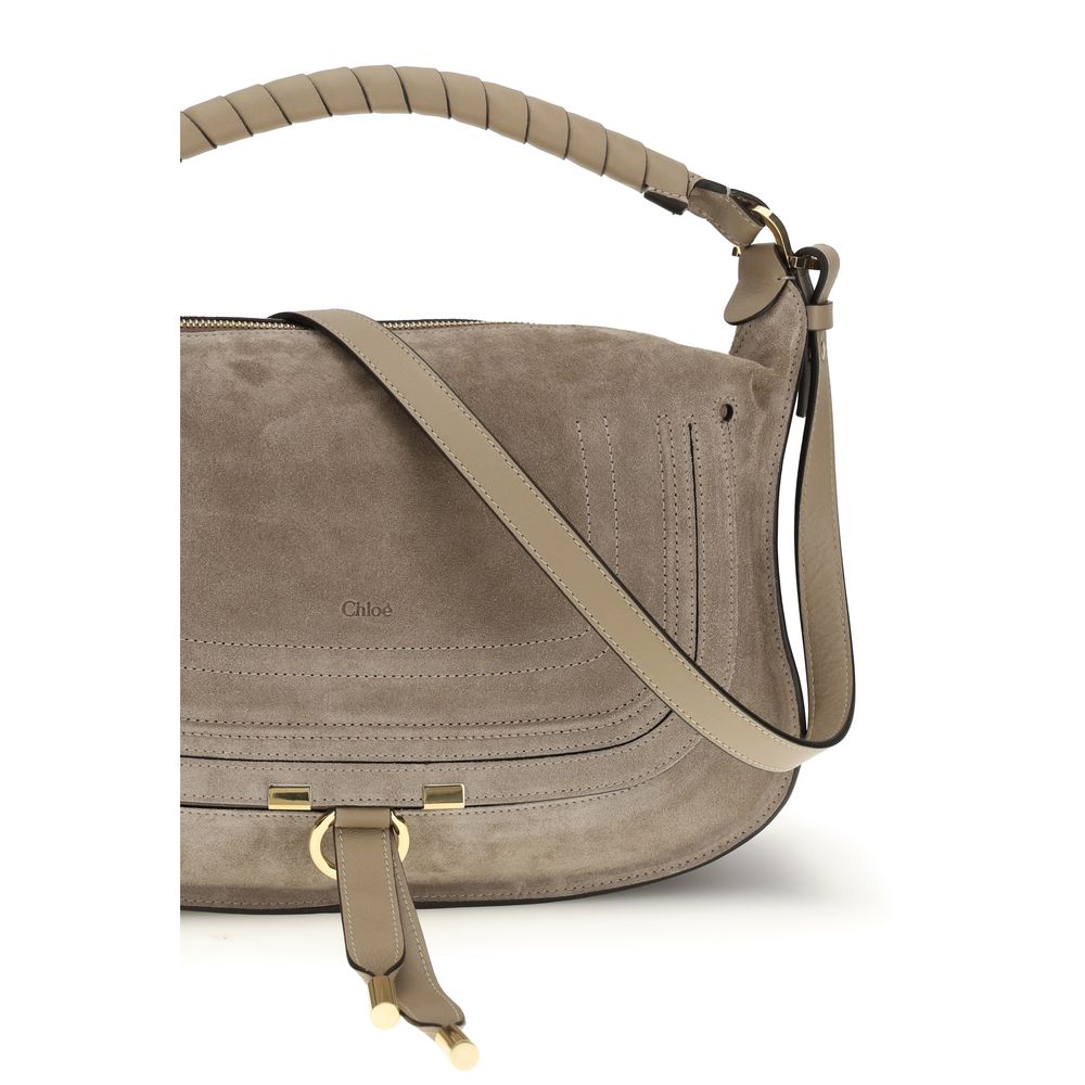 Chloé Beige Suede Leather Marcie Shoulder Bag