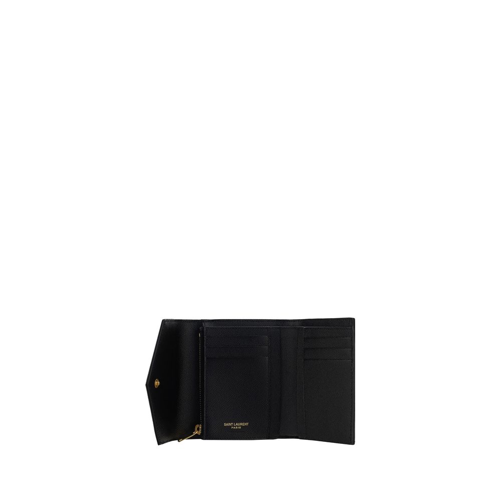Saint Laurent Black Cassandre Matelassé Small Envelope Wallet
