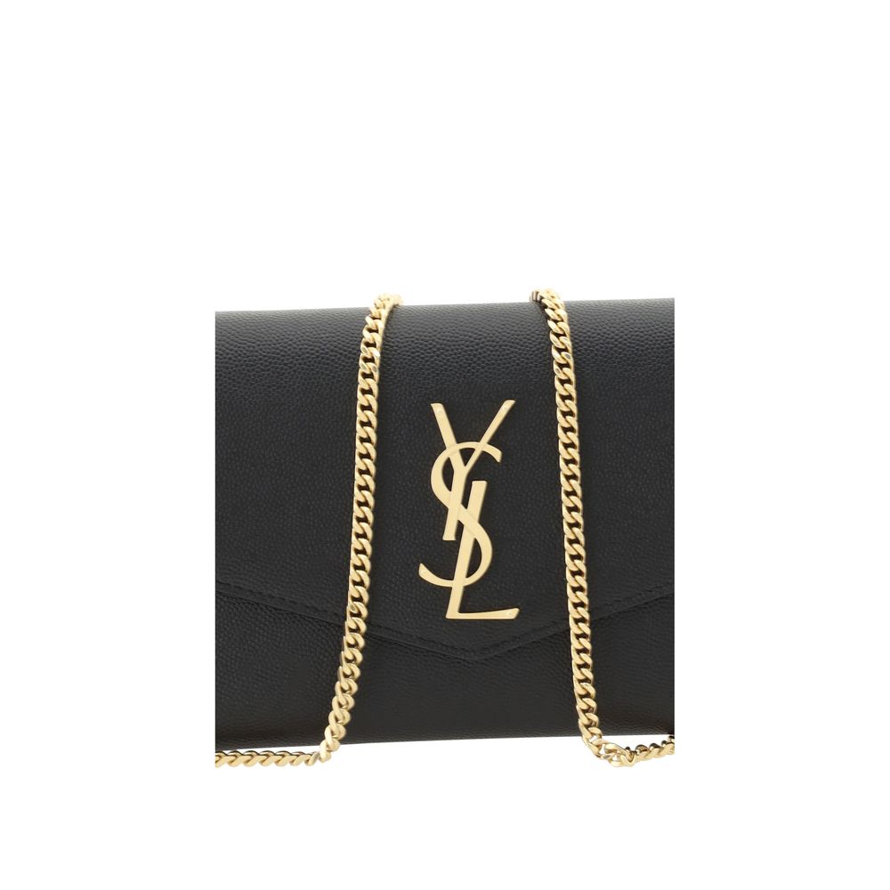 Saint Laurent Black Calf Leather Uptown Chain Wallet