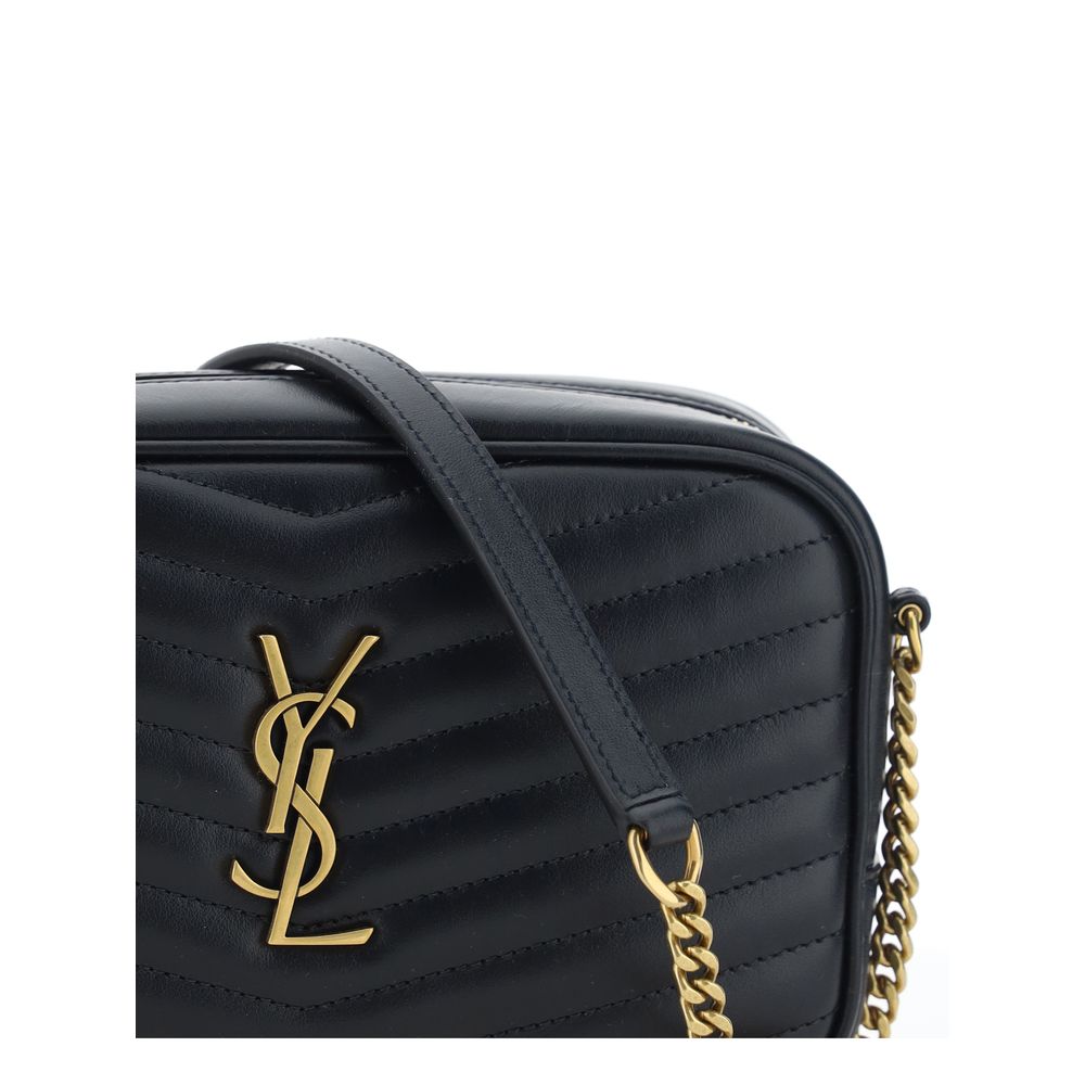 Saint Laurent Black Calf Leather Lou Mini Matelassé Leather Camera Bag