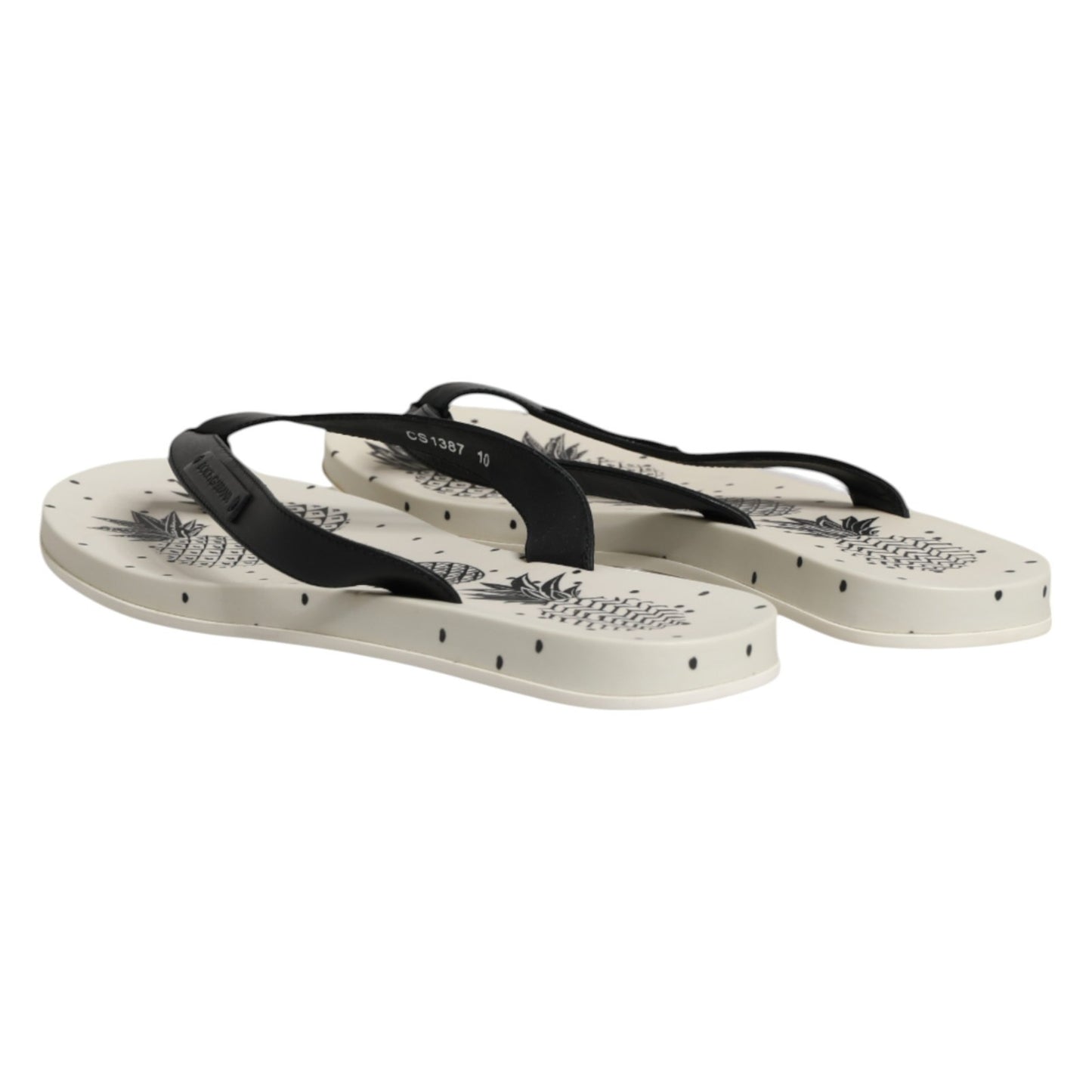 Dolce & Gabbana White Pineapple Print Slides