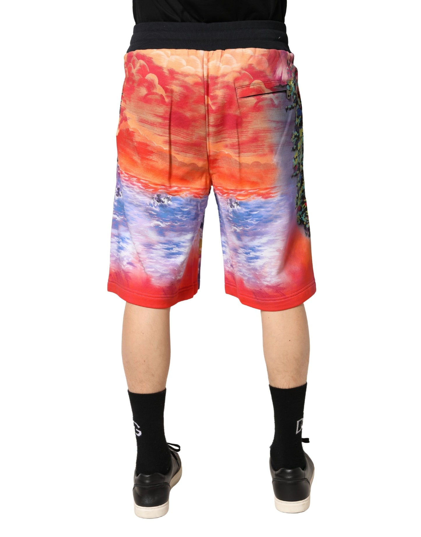 Dolce & Gabbana Tropical Graphic Print Cotton Bermuda Shorts