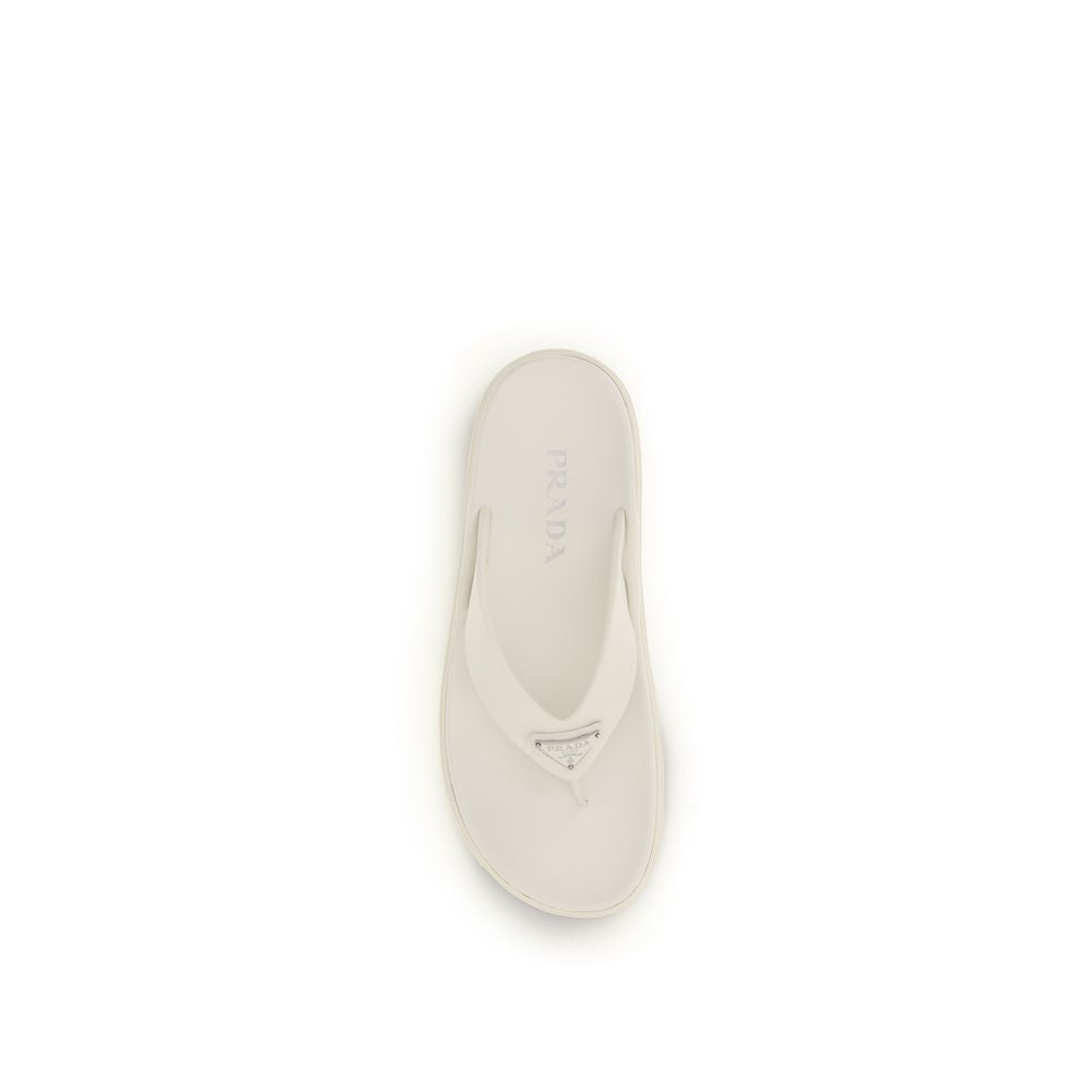 Prada White Lug Sole Flip Flop Sandals