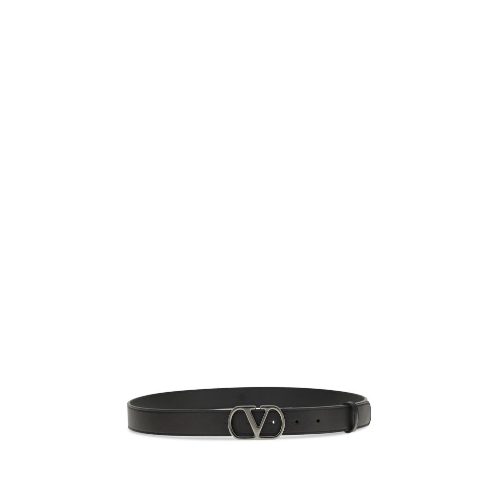 Valentino Garavani Black Calf Leather VLogo Signature Belt