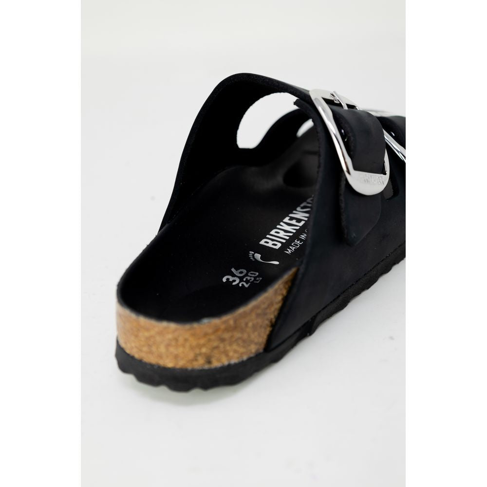 Birkenstock Black Synthetic Slippers - Arizona Big Buckle Slide Sandals