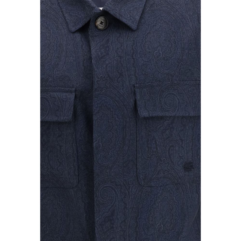 Etro Blue Wool Shacket