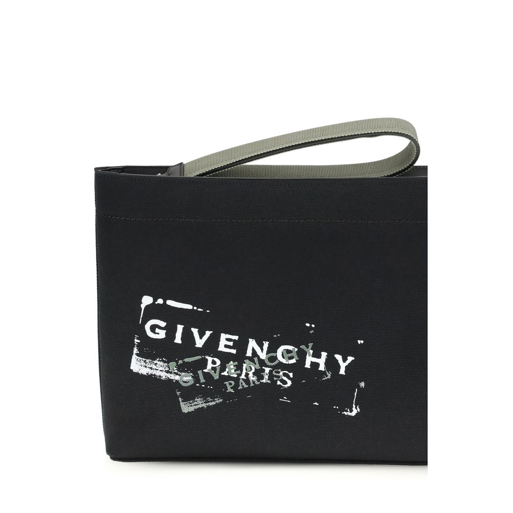 Givenchy Black Cotton Canvas Erased Logo Clutch Wash Bag