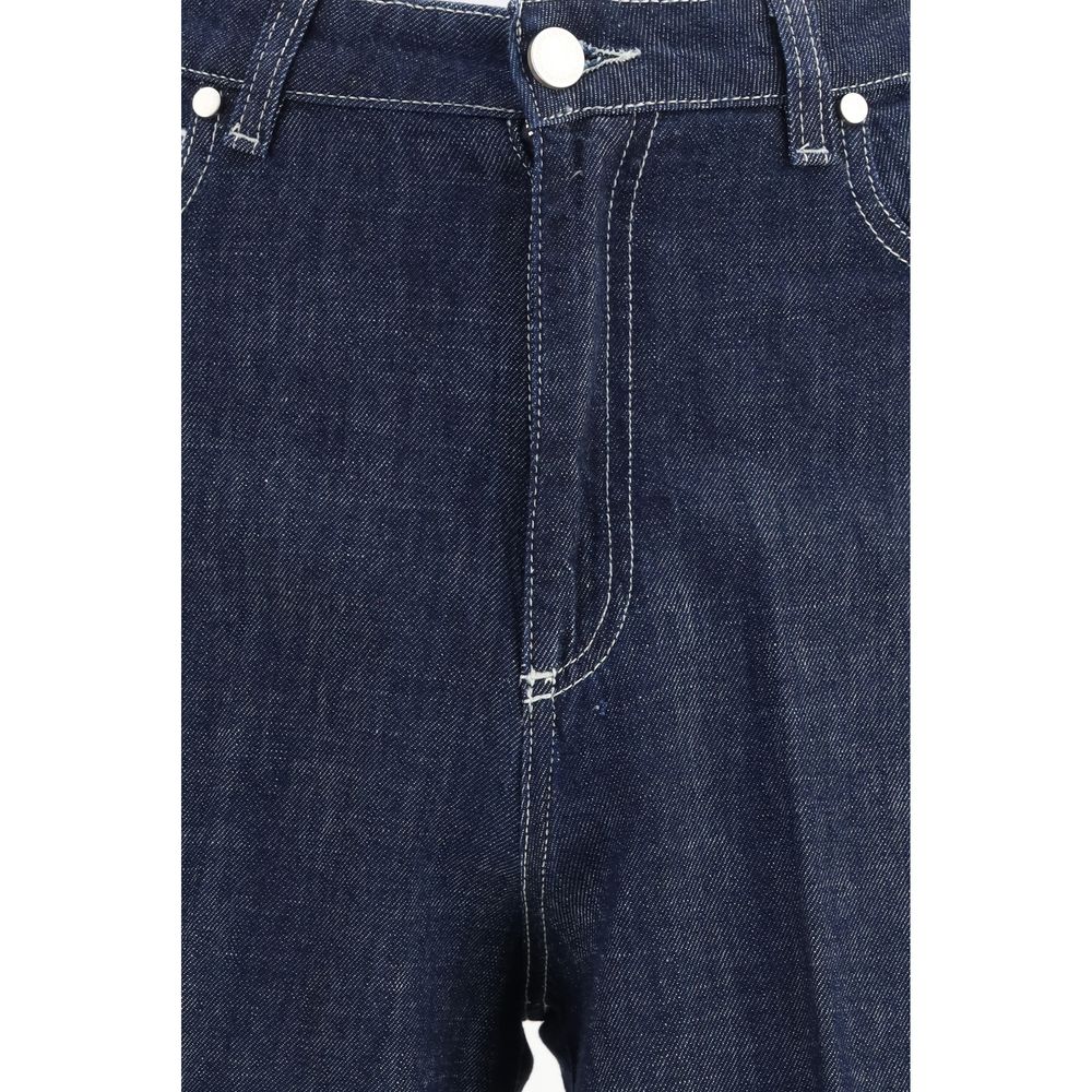 Cruna Blue Cotton Wide-Leg Jeans