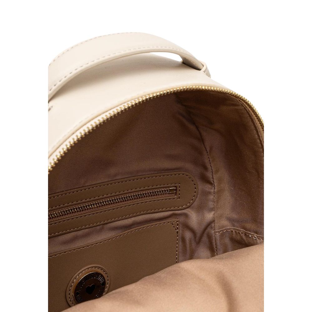 Love Moschino Beige Faux Leather Quilted Backpack