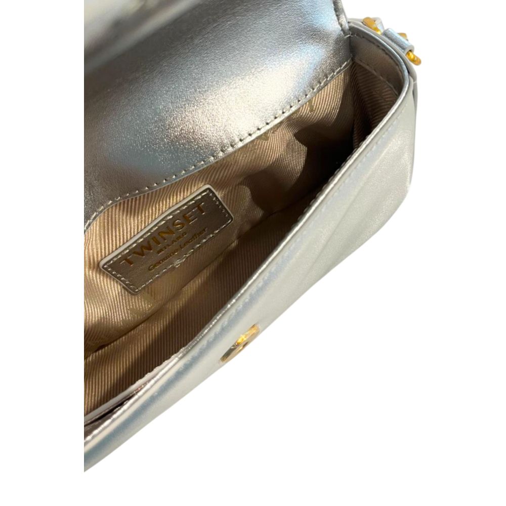 Twinset Silver PU Women Shoulder Bag - Chic Versatility Redefined