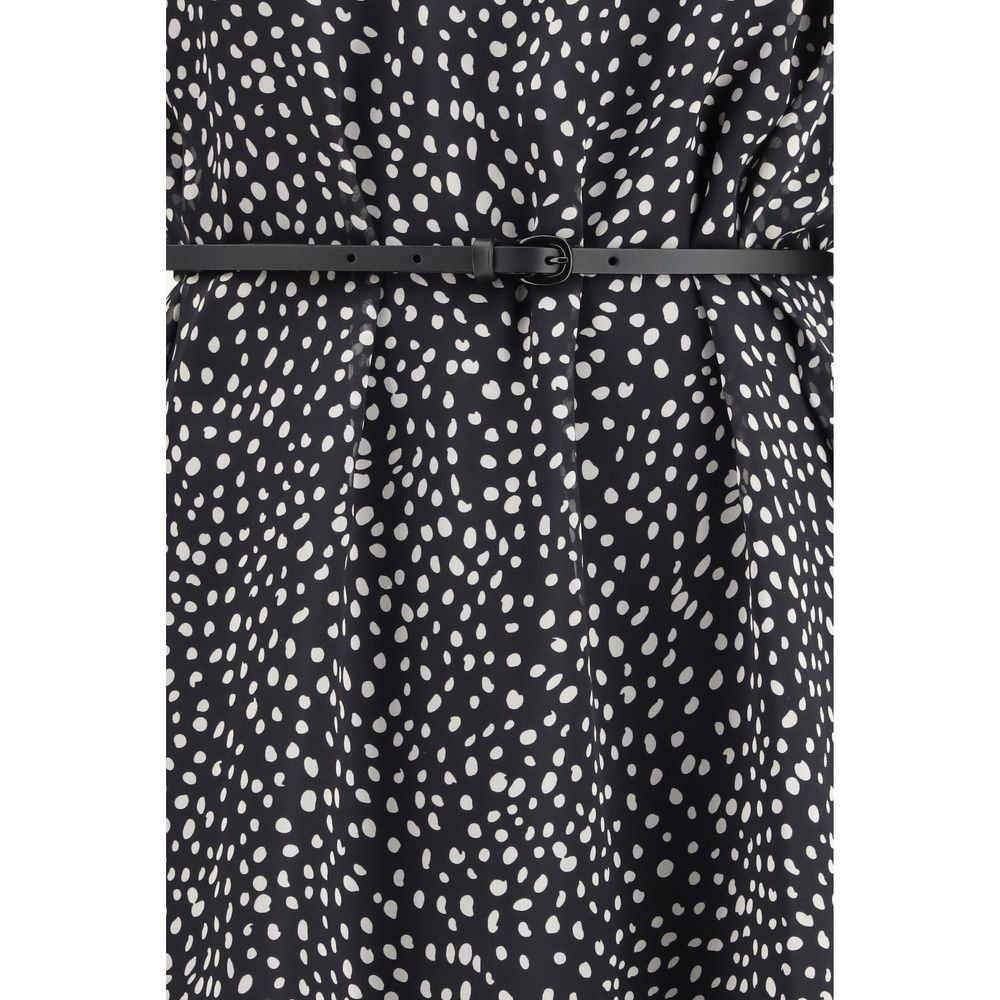 Max Mara Black & White Polka Dot Silk Chiffon Campo Dress