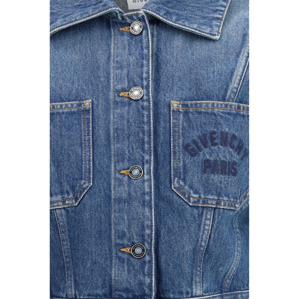 Givenchy Blue Cotton Cocoon Cropped Denim Jacket