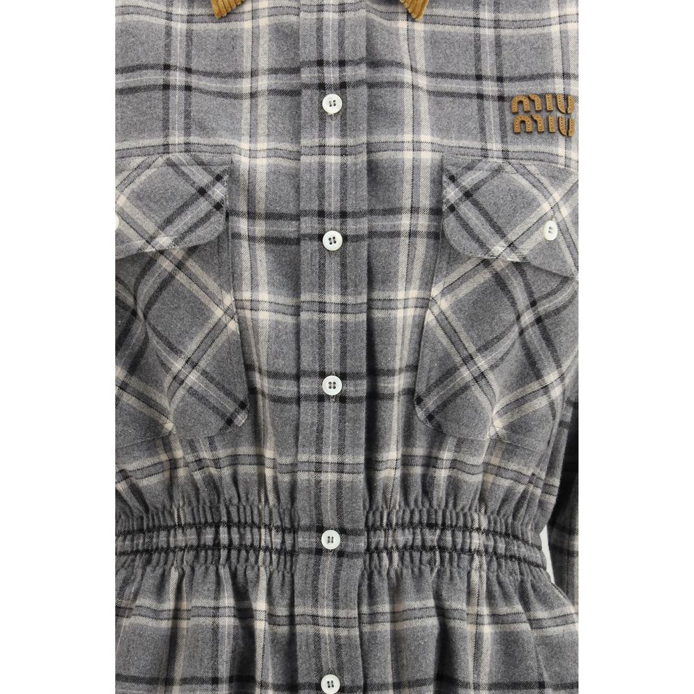Miu Miu Gray Cotton Casual Mini-Dress