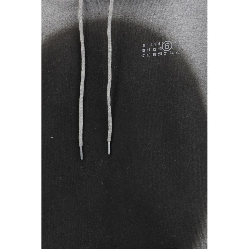 MM6 Gray Cotton Sweatshirt - Numeric Logo Spray Hoodie