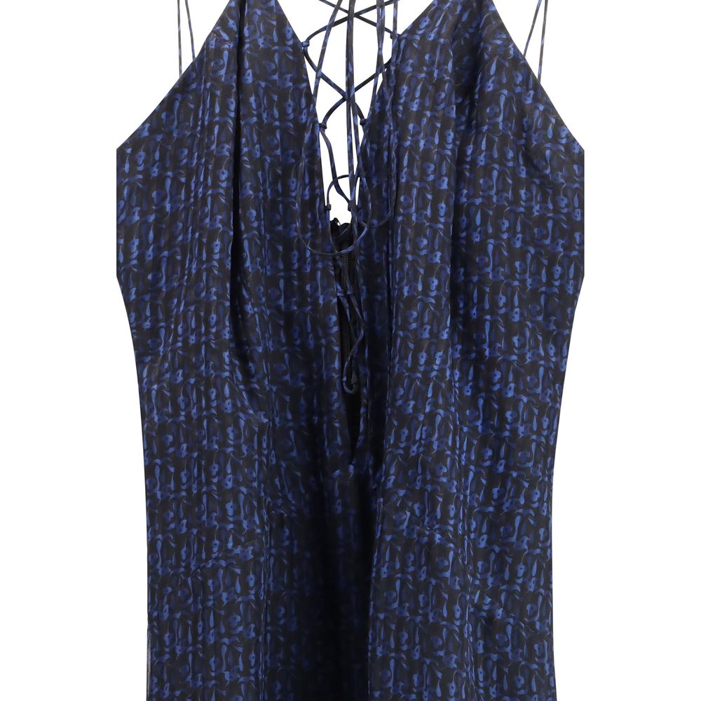 Kristina Ti Blue Silk Casual Dress - Charlene Amnesia Long Dress