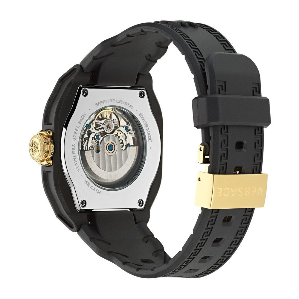 Versace Black & Gold V-Legend Skeleton Watch for Men