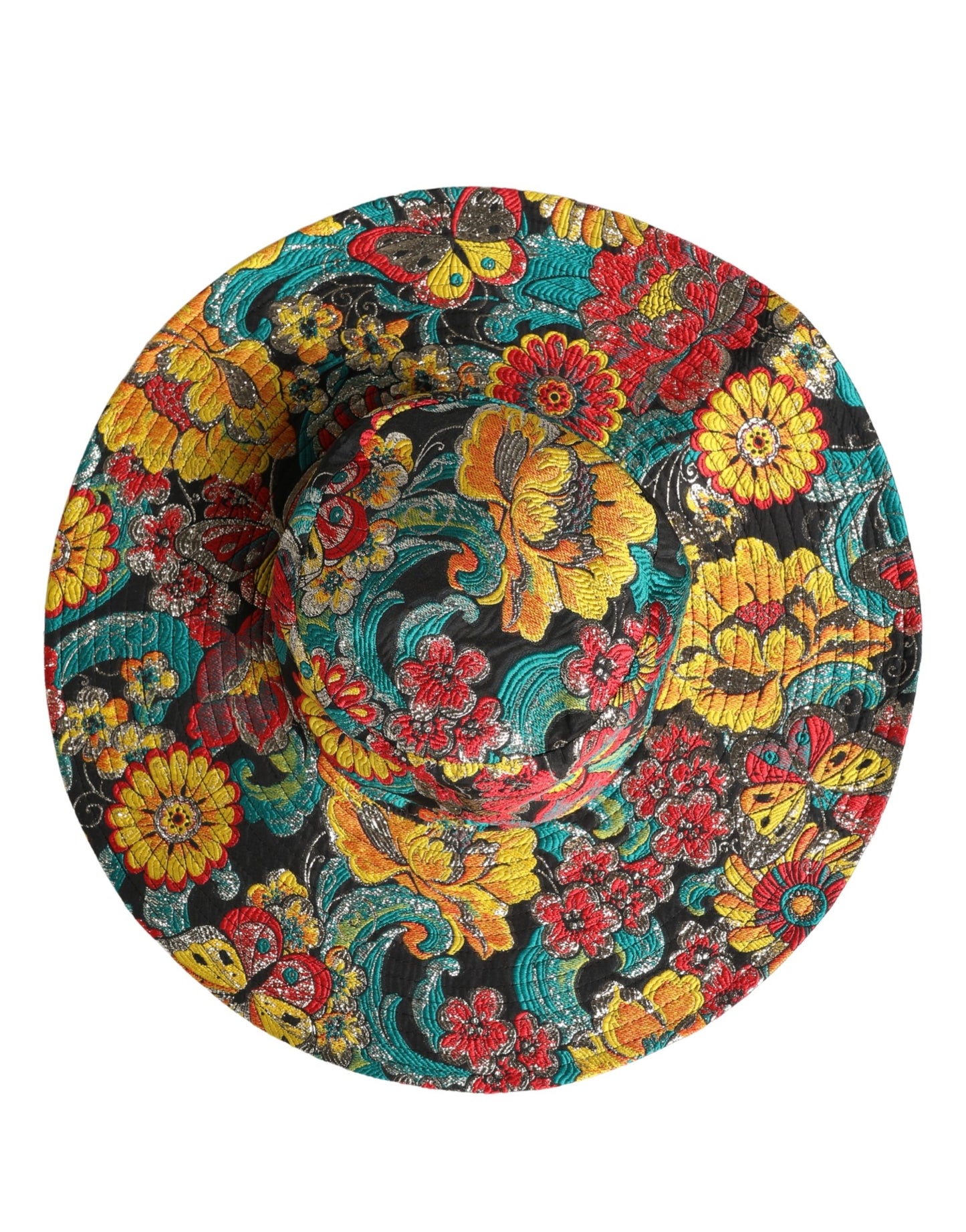 Dolce & Gabbana Multicolor Brocade Wide Brim Fisherman Capello Hat