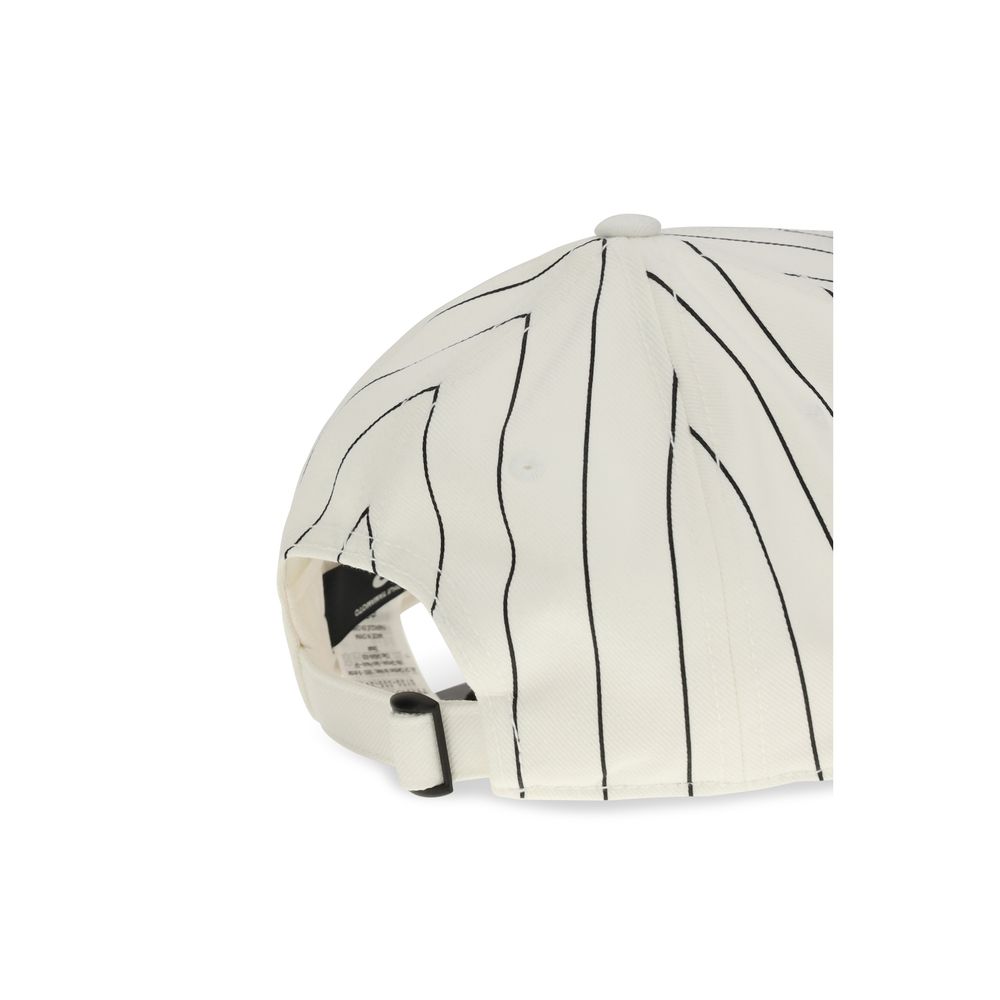 Y-3 White Polyester Cap (Baseball Hat) - Pinstripe Style