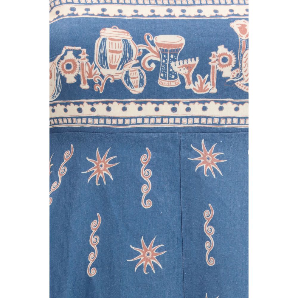 Alémais Blue Linen Maxi Dress