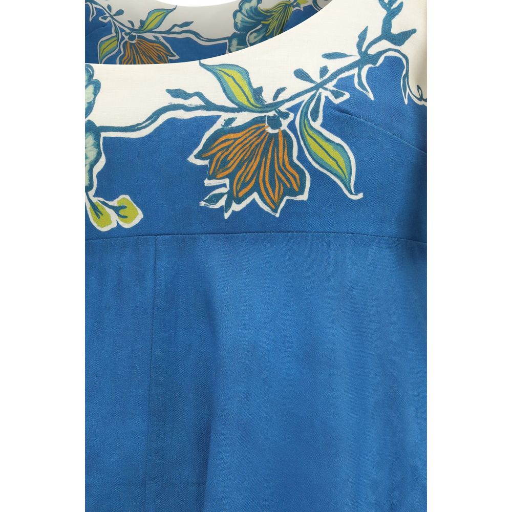 Alémais Blue Linen Luda Ballet Midi Sundress