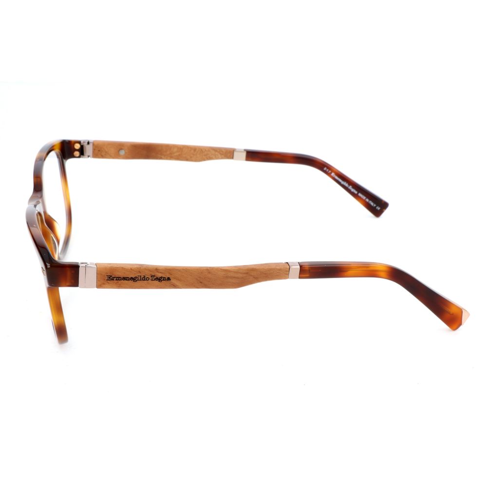 Ermenegildo Zegna Brown Optical Glasses – Square Full-Rim Frame, 57mm