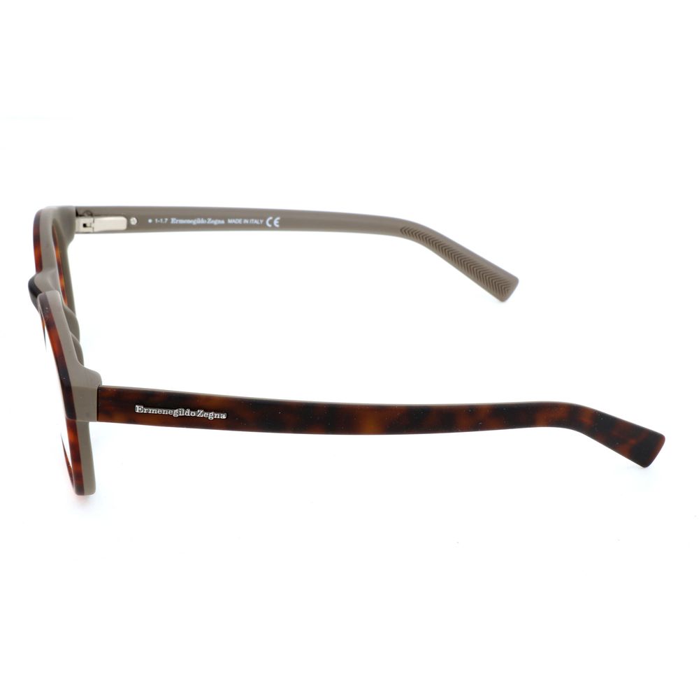 Ermenegildo Zegna Brown Acetate Glasses – Square Frame, 50mm