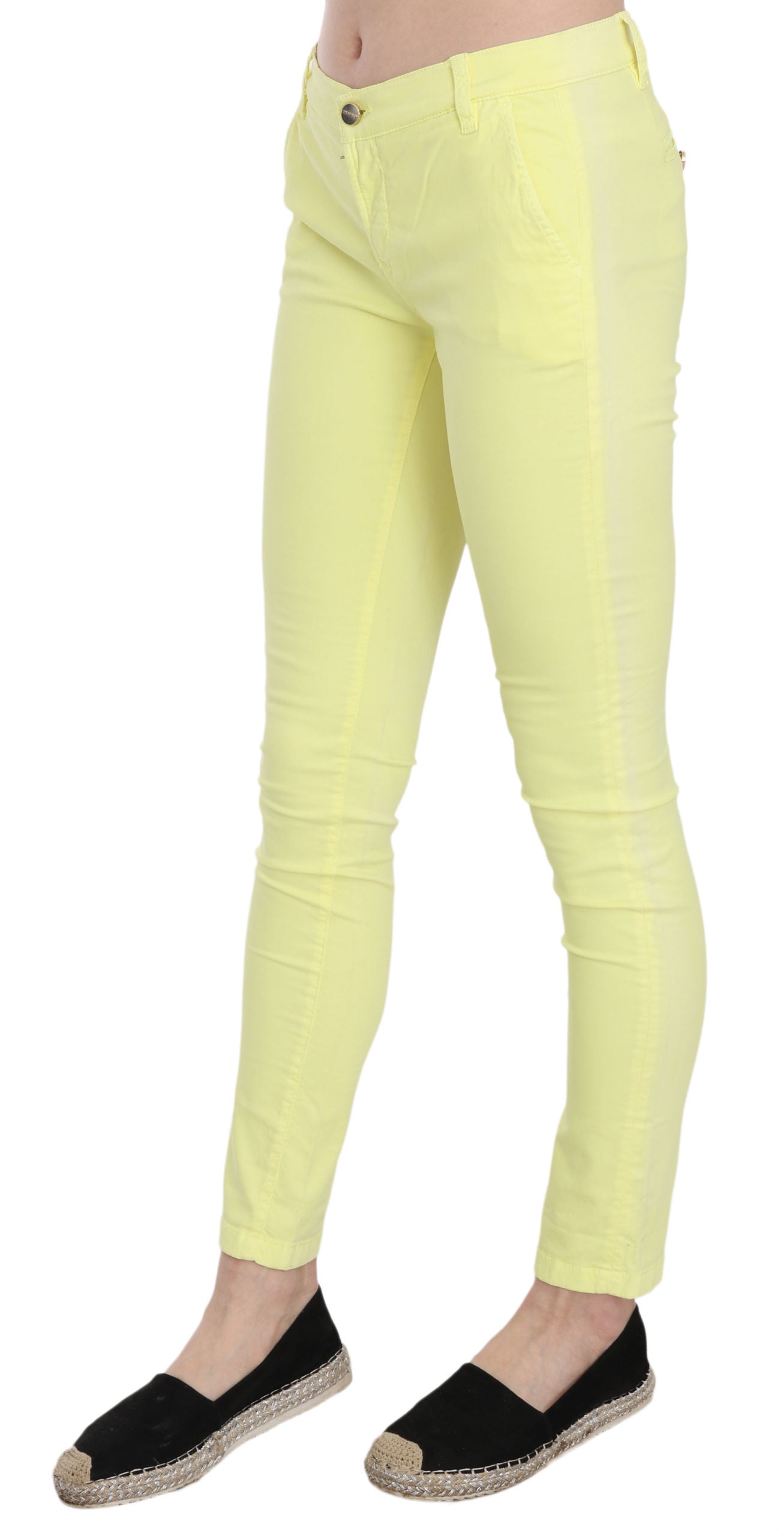 - Chic Yellow Low Waist Skinny Casual Trousers