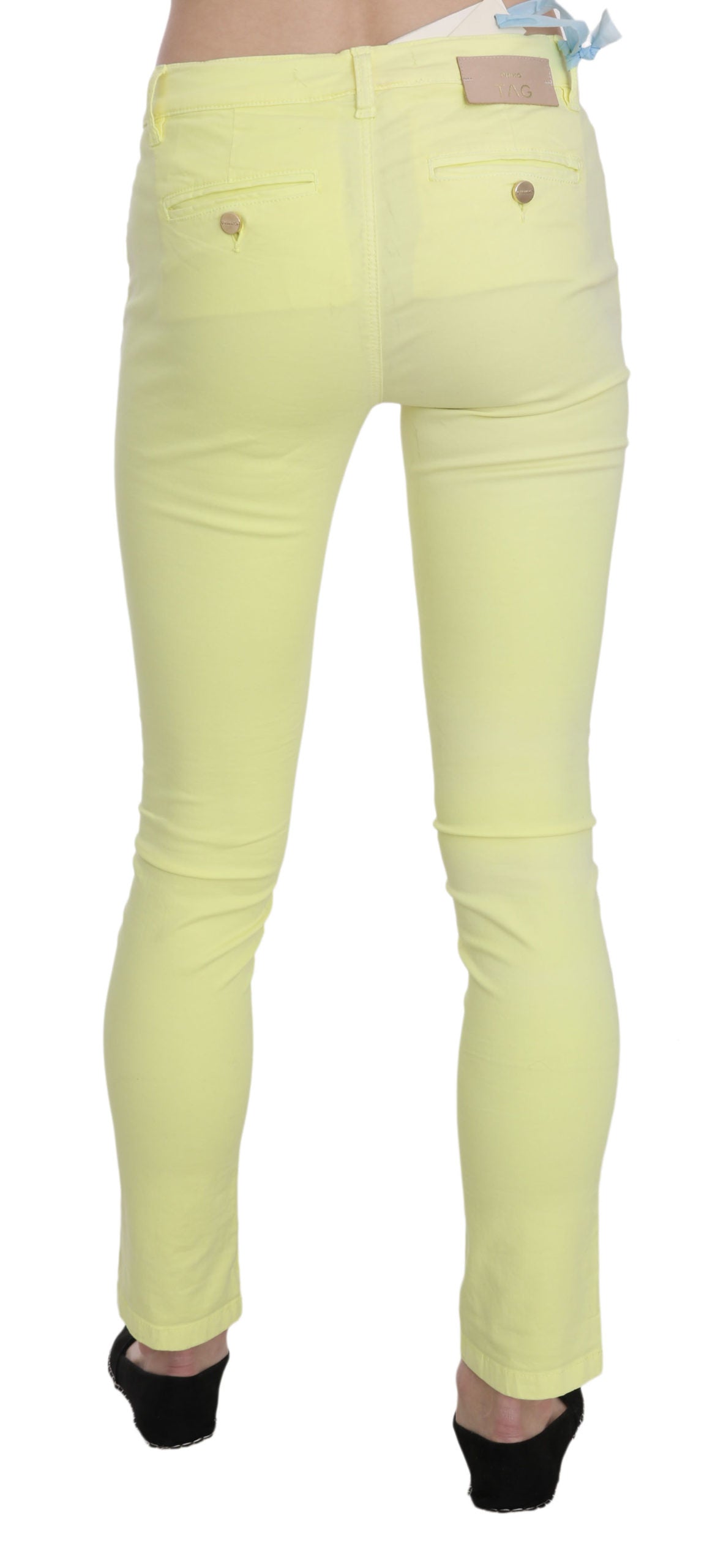 - Chic Yellow Low Waist Skinny Casual Trousers