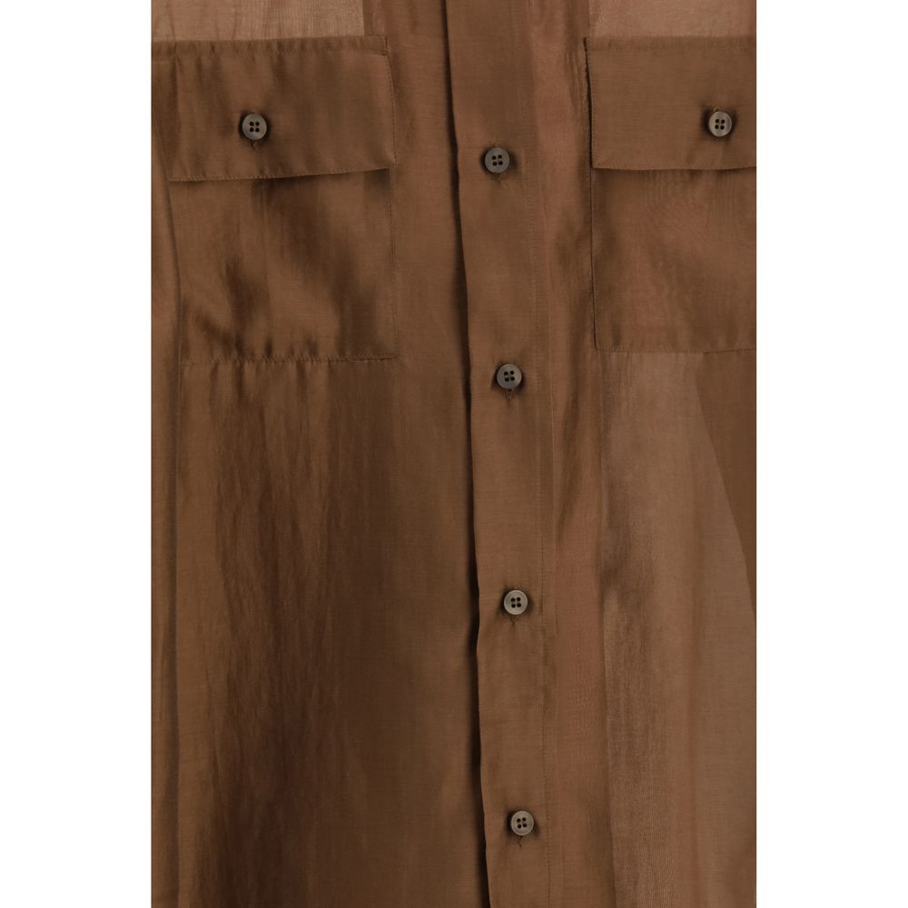 The Daria Shirt by The Latest - Brown Lycra Dress Shirt